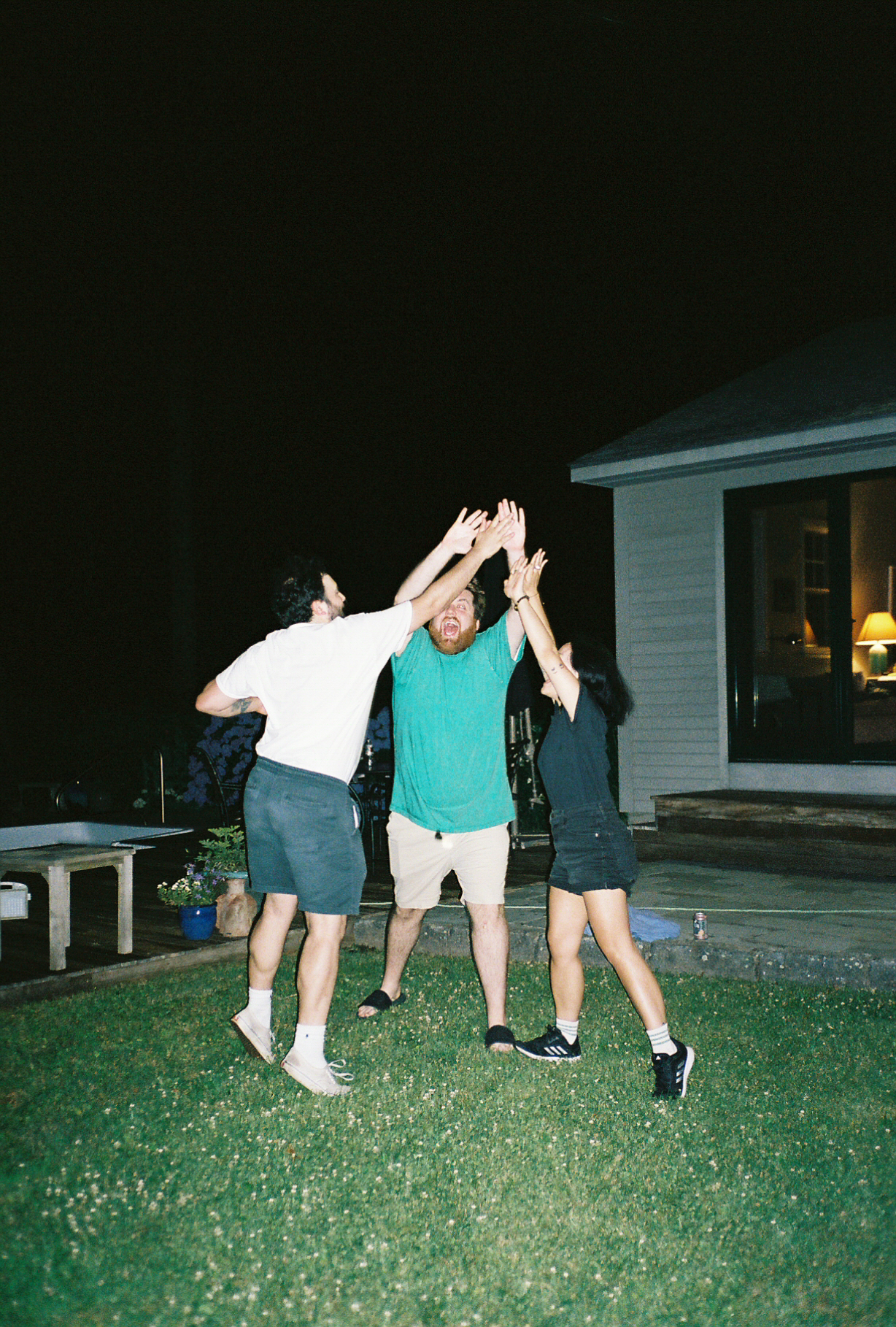 Celebrating after a night shoot